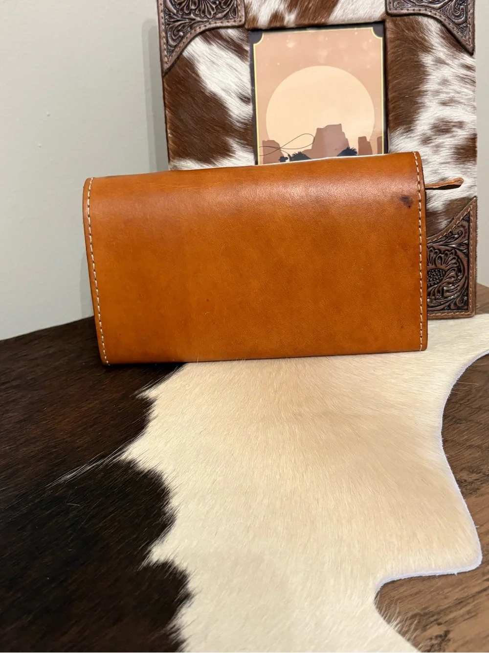 American Darling Brown Leather Wallet with Turquoise Accent